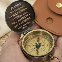 Load image into Gallery viewer, Personalized Engraved Brass Compass Gift for Son - Be Brave

