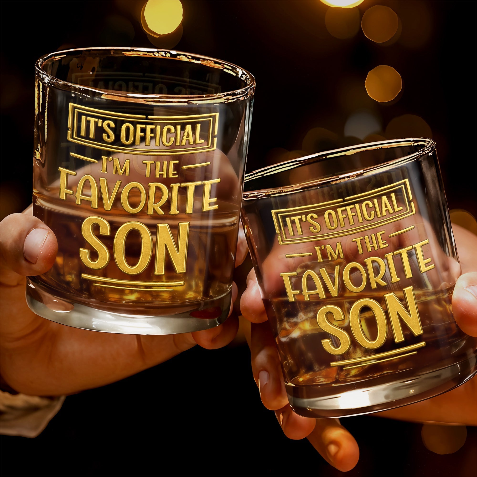 Personalized Custom Whiskey Glass with Golden Letters Gift for Son
