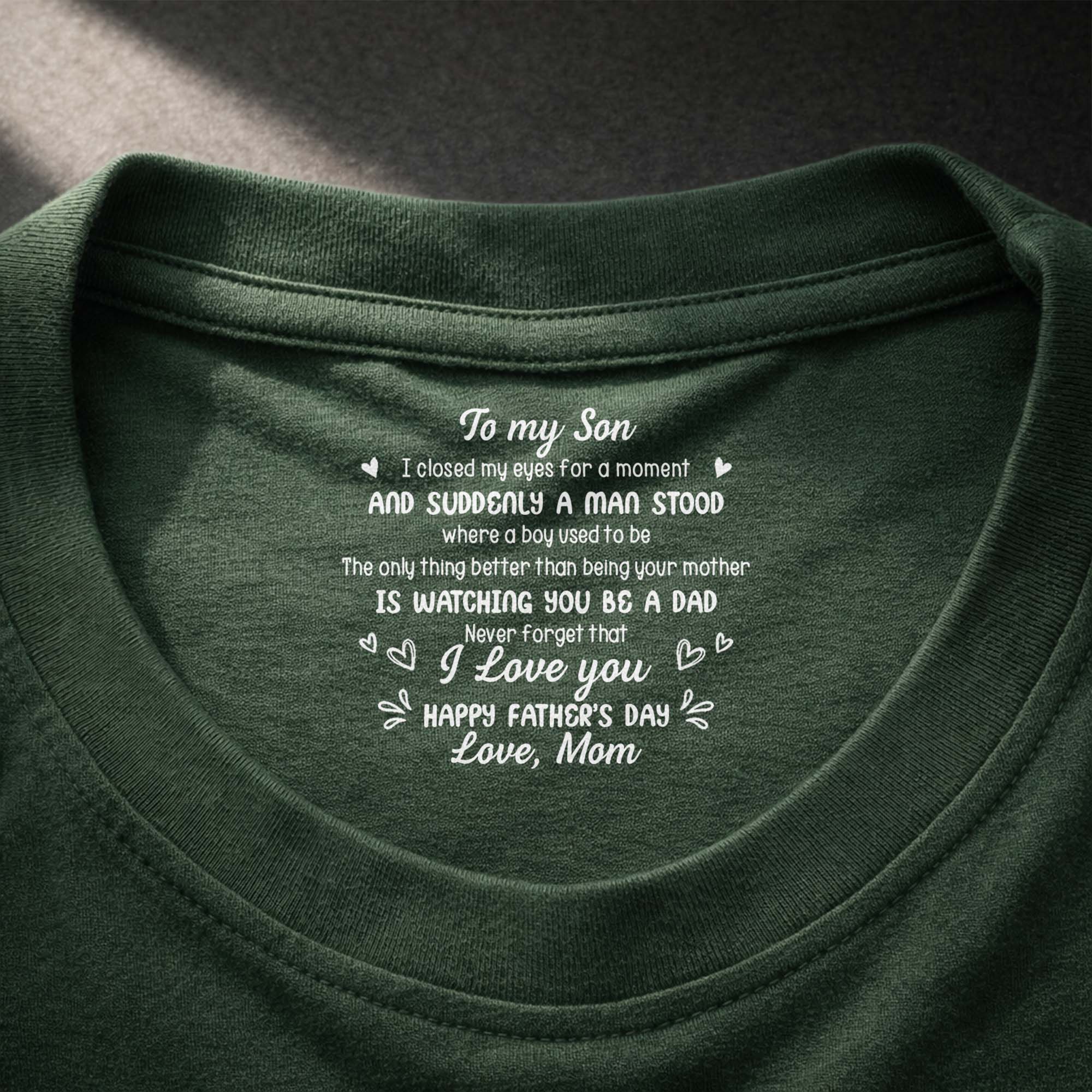 Personalized Cotton T-Shirt Custom Inside Neck Print for Son