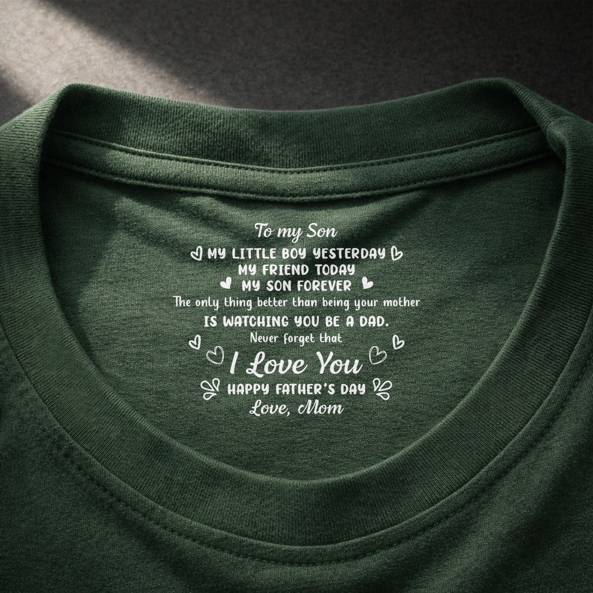 Personalized T-Shirt for Son Custom Inside Neck Print Gift