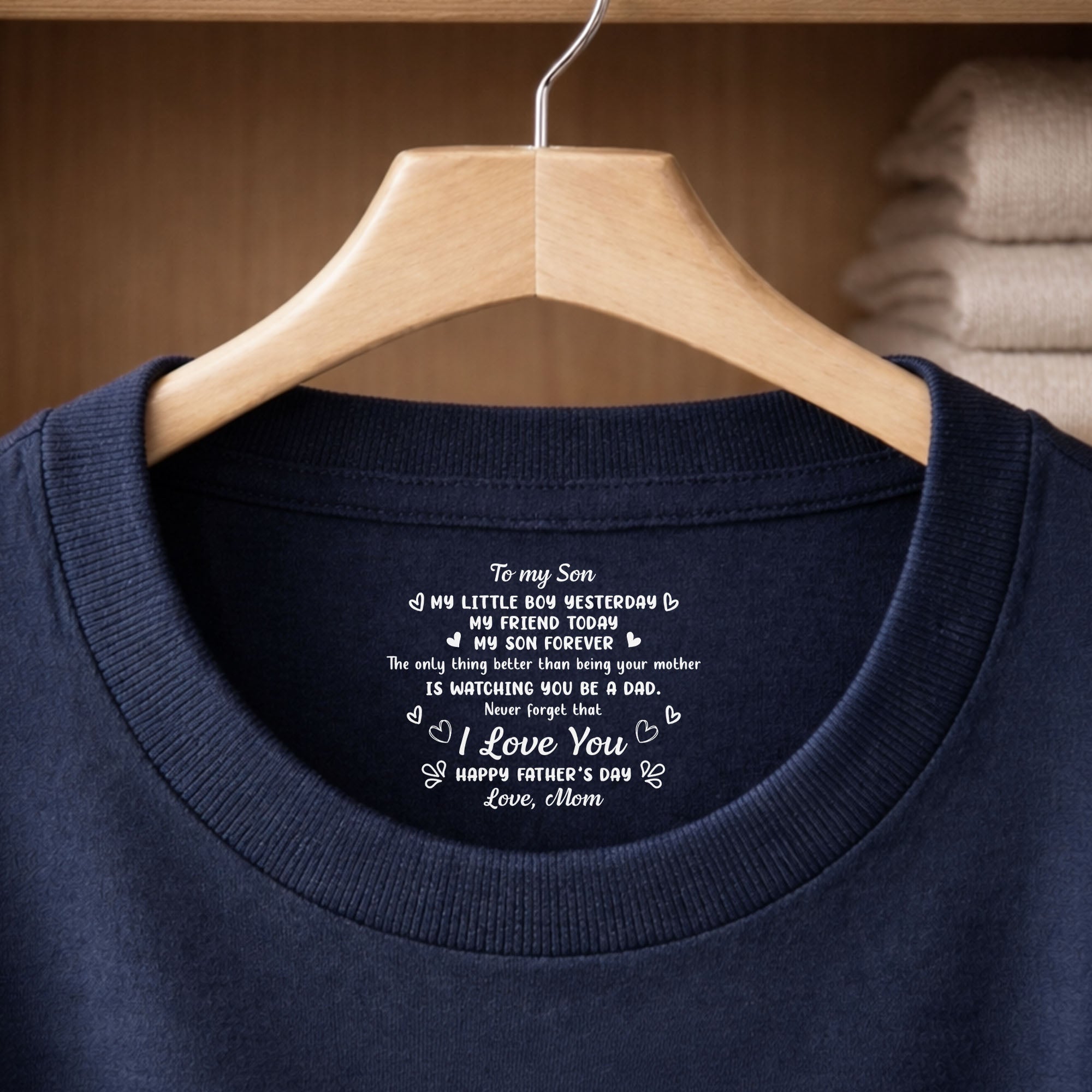 Personalized T-Shirt for Son Custom Inside Neck Print Gift