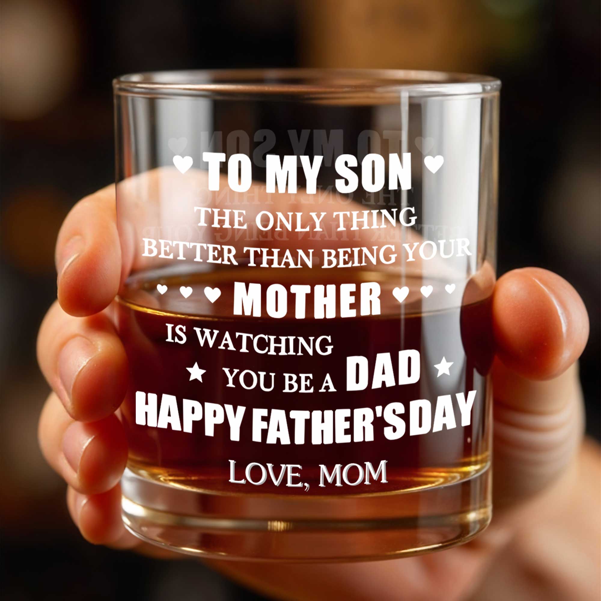 Personalized Custom Whiskey Glass Gift for Son, Father's Day