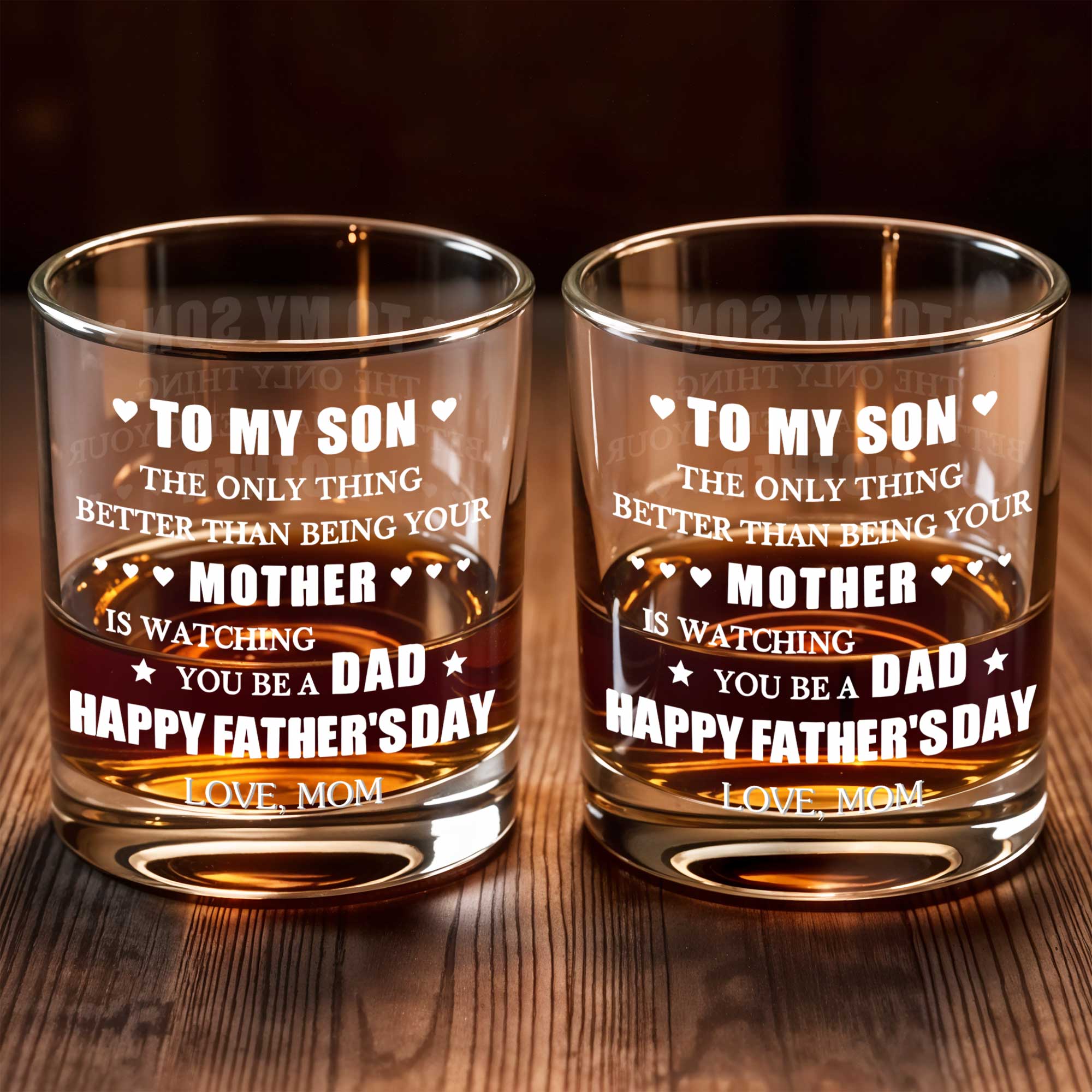 Personalized Custom Whiskey Glass Gift for Son, Father's Day