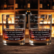 Load image into Gallery viewer, Personalized Whiskey Glass Custom Gift for Son on Wedding Day
