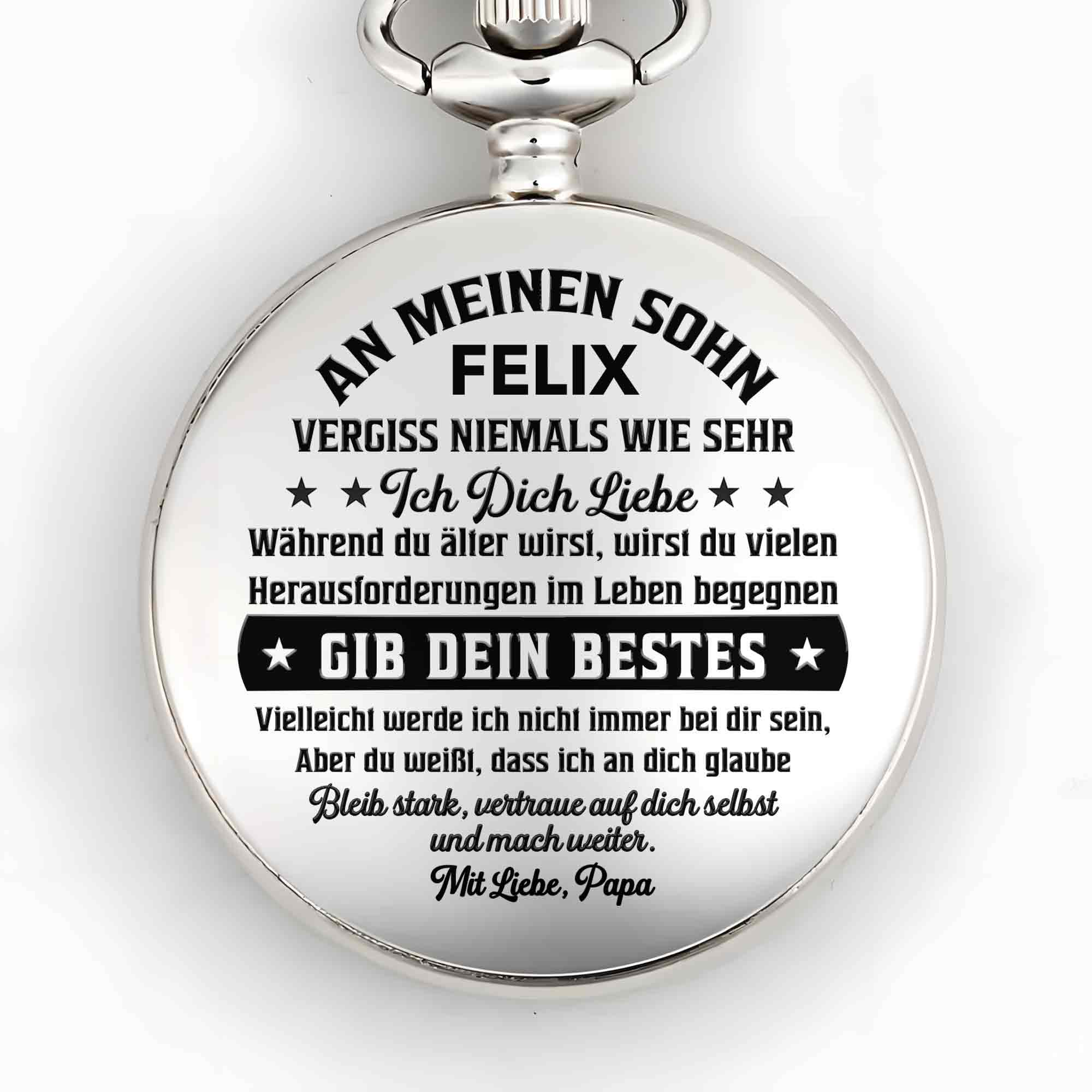 Personalized Silver Plated Pocket Watch Gift for Son - Engraved