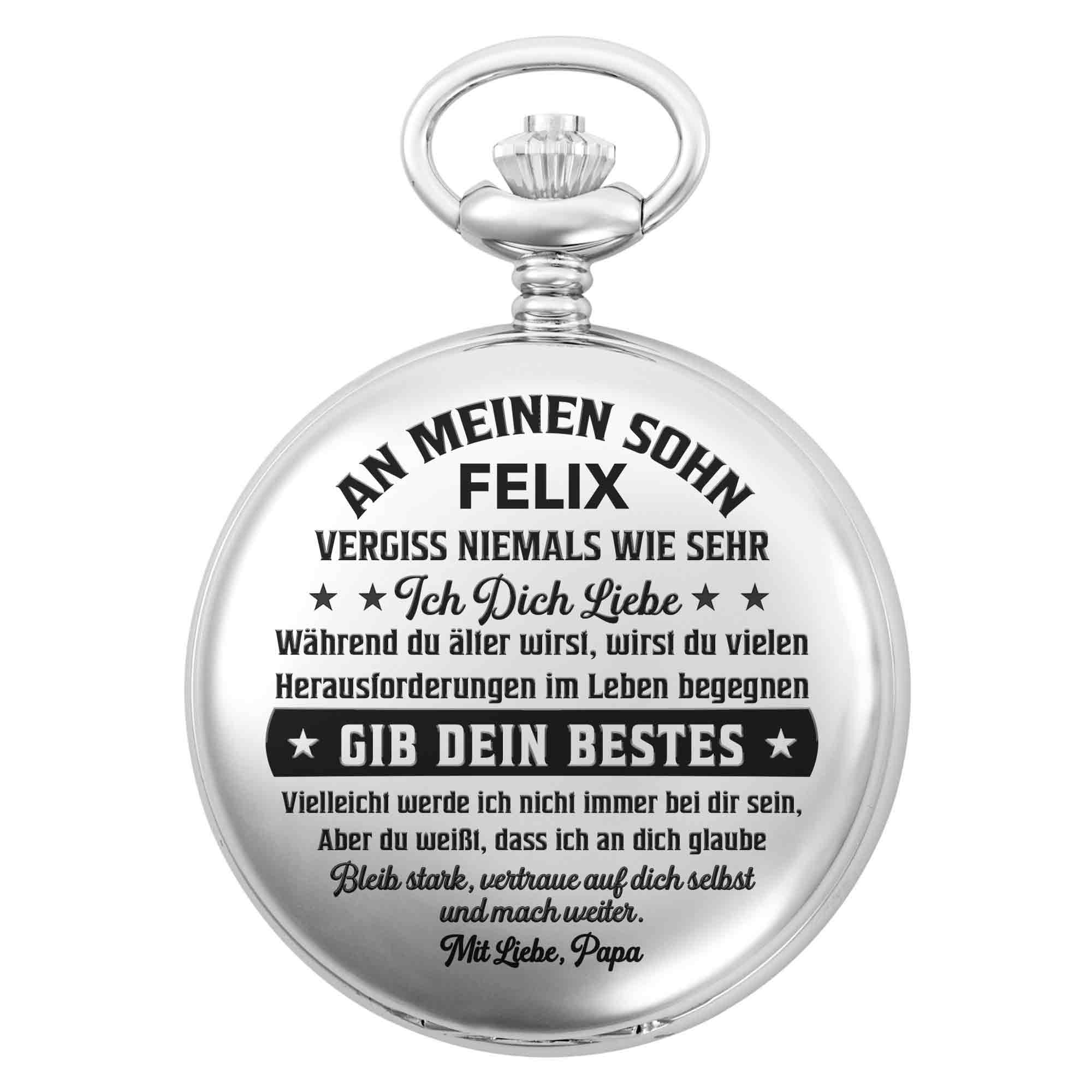 Personalized Silver Plated Pocket Watch Gift for Son - Engraved