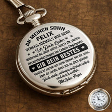Load image into Gallery viewer, Personalized Silver Plated Pocket Watch Gift for Son - Engraved
