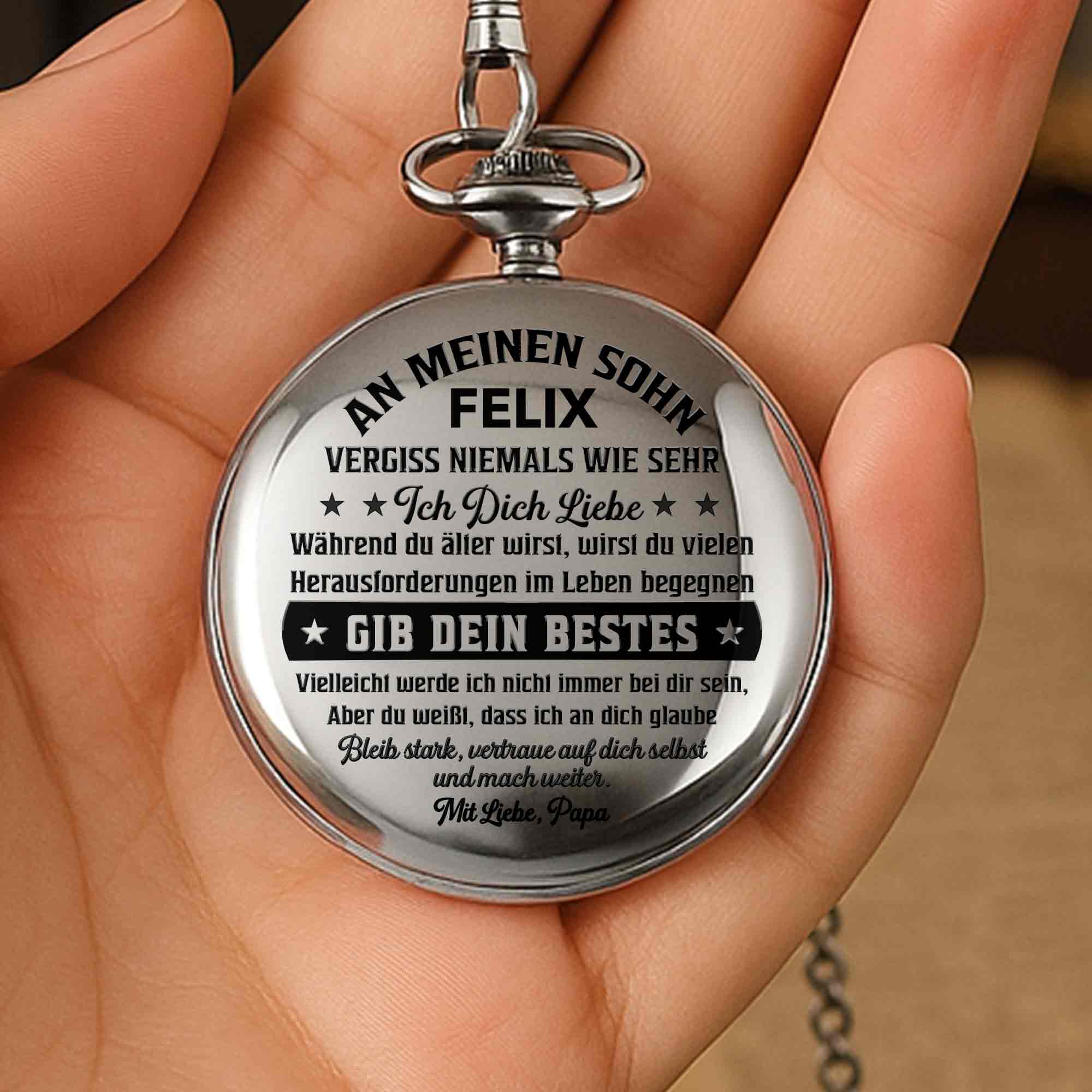 Personalized Silver Plated Pocket Watch Gift for Son - Engraved