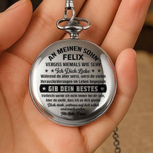 Load image into Gallery viewer, Personalized Silver Plated Pocket Watch Gift for Son - Engraved
