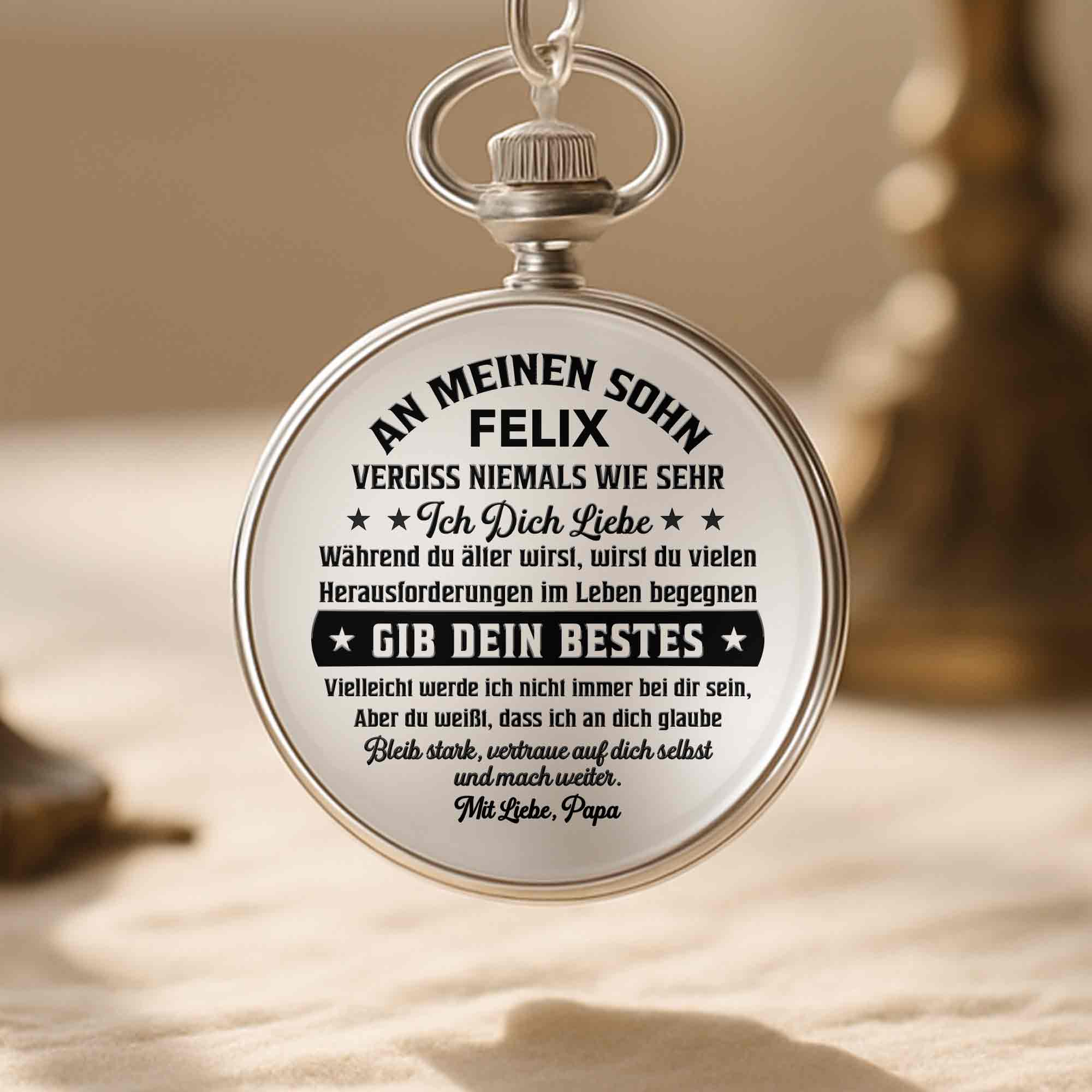 Personalized Silver Plated Pocket Watch Gift for Son - Engraved