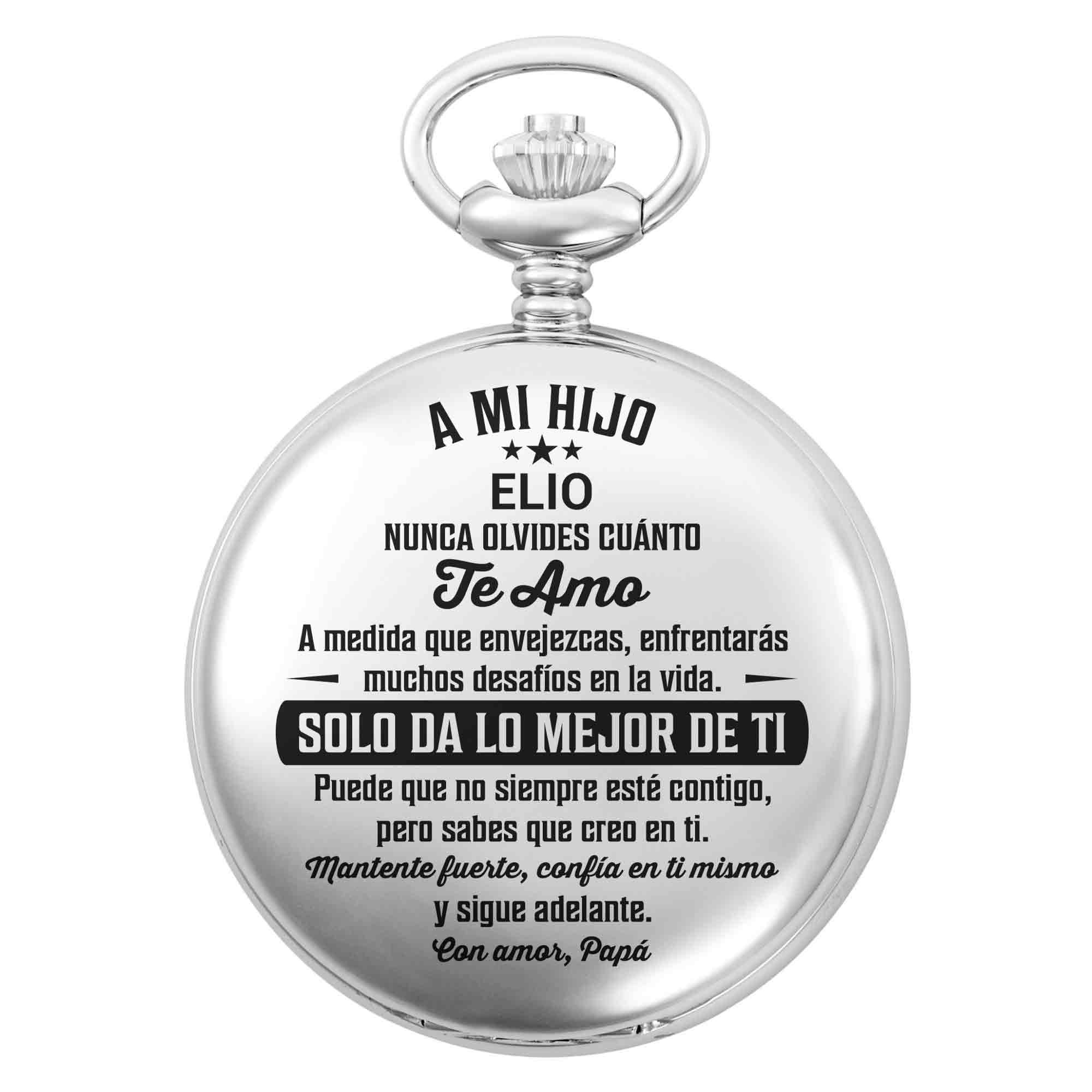 Personalized Silver-Plated Pocket Watch Custom Gift for Son