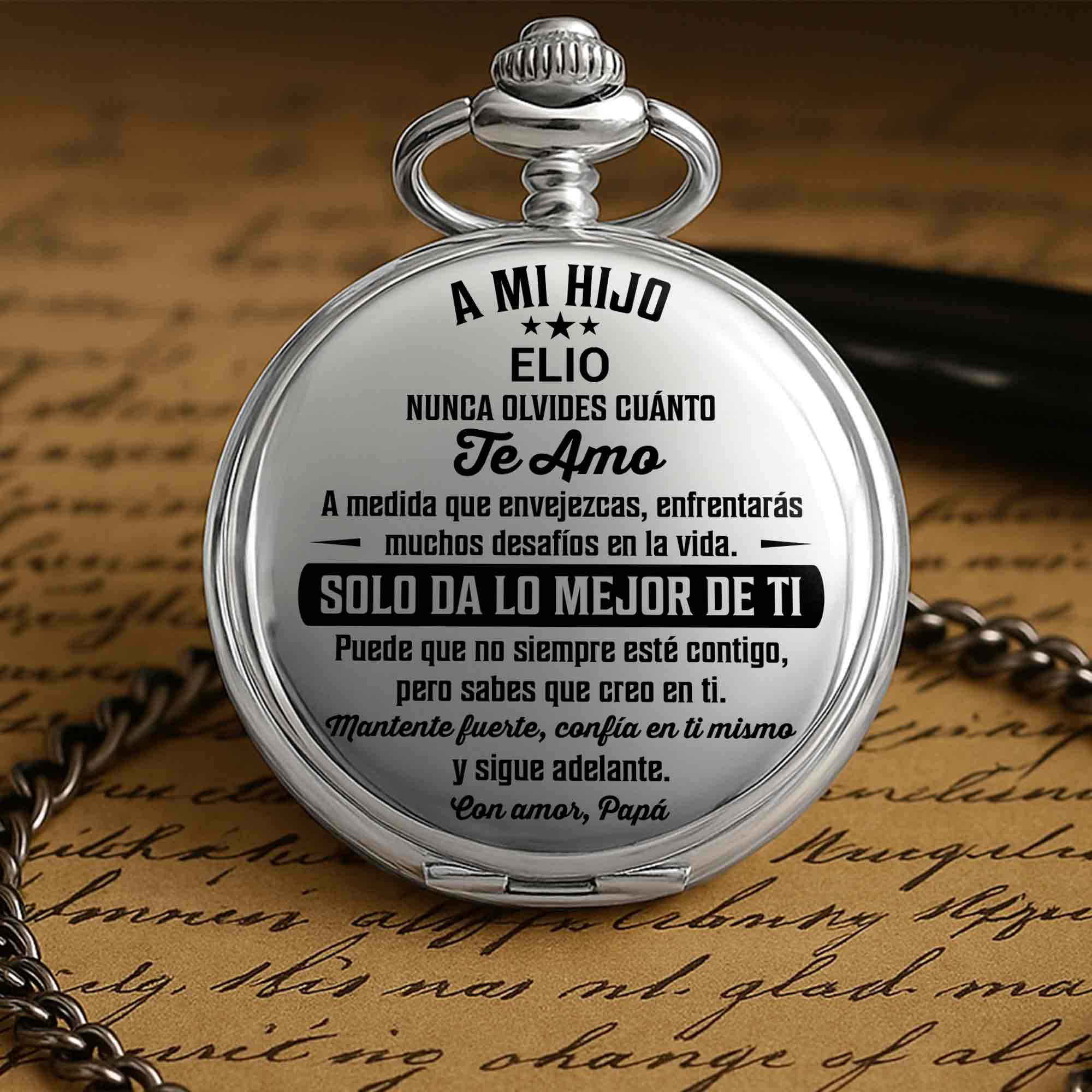 Personalized Silver-Plated Pocket Watch Custom Gift for Son
