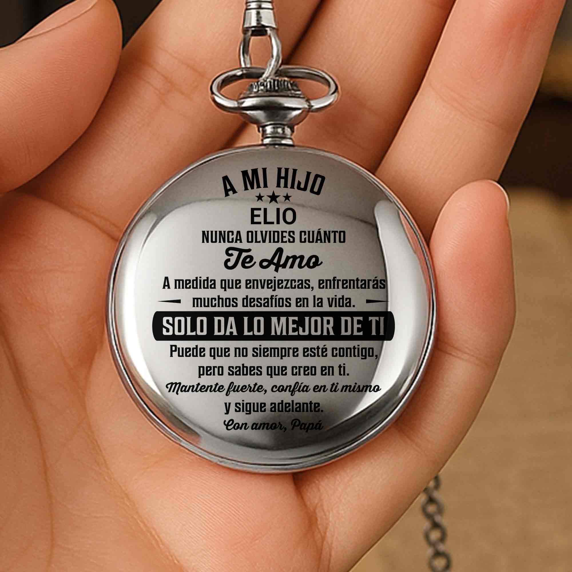 Personalized Silver-Plated Pocket Watch Custom Gift for Son