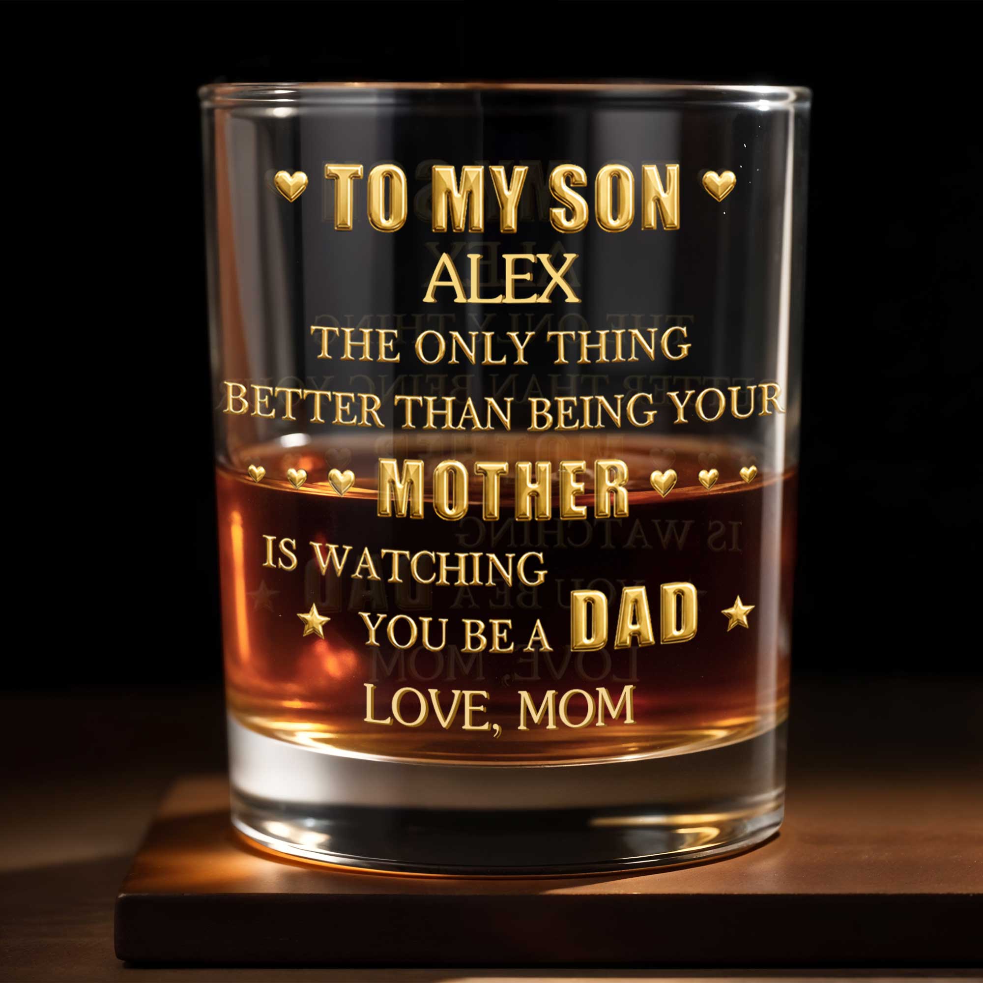 Personalized Whiskey Glass Custom Name Gift for Son Dad
