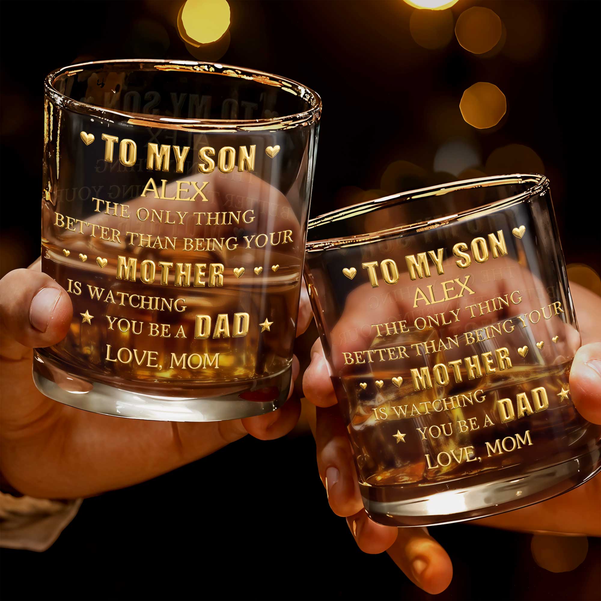 Personalized Whiskey Glass Custom Name Gift for Son Dad