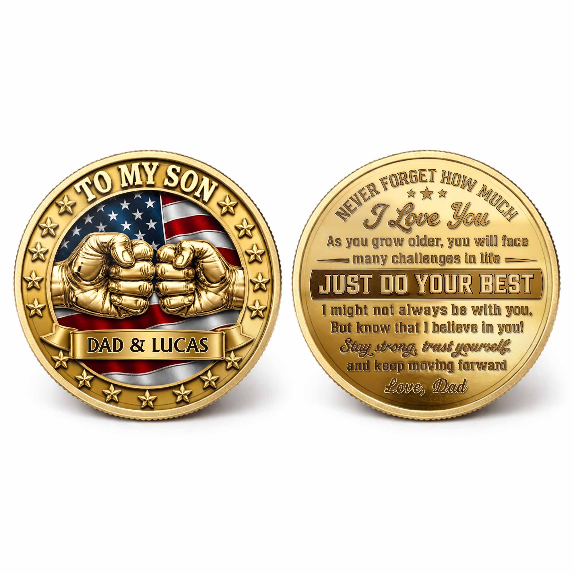 Custom Commemorative Coin Gift for Son - USA Flag Keepsake
