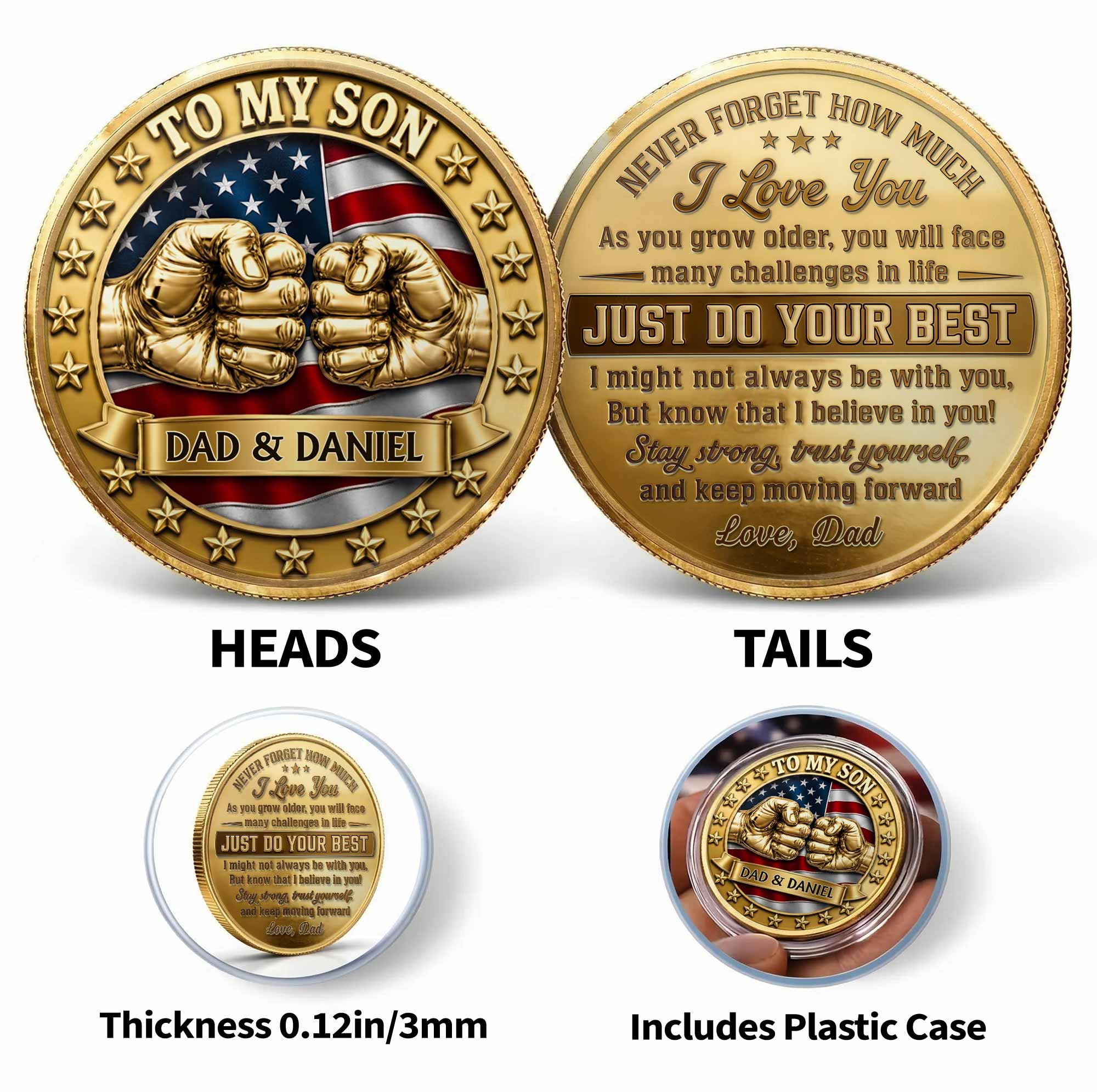 Custom Commemorative Coin Gift for Son - USA Flag Keepsake