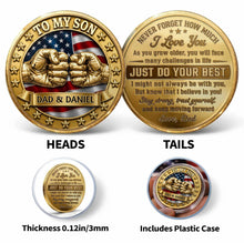 Load image into Gallery viewer, Custom Commemorative Coin Gift for Son - USA Flag Keepsake

