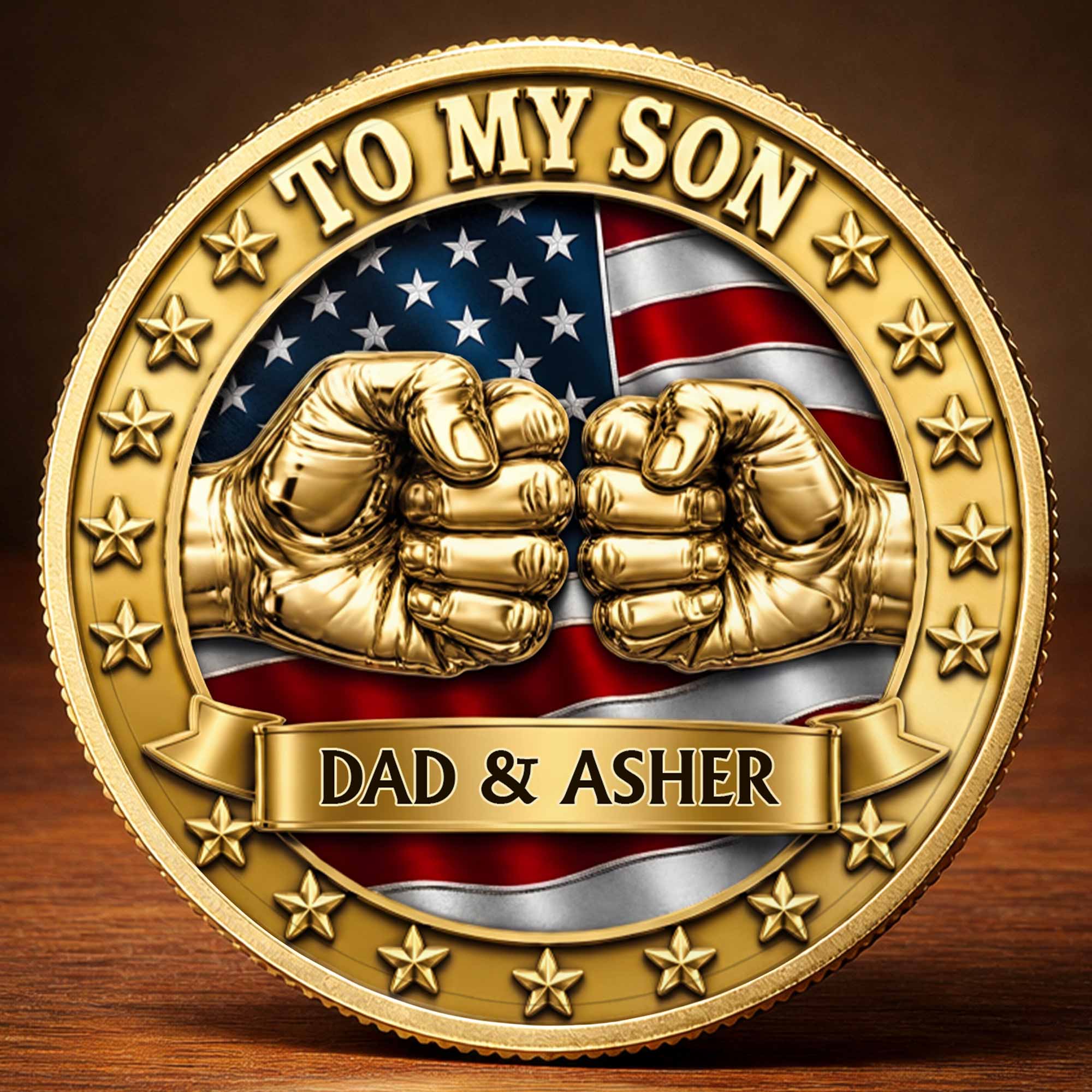 Custom Commemorative Coin Gift for Son - USA Flag Keepsake