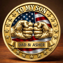Load image into Gallery viewer, Custom Commemorative Coin Gift for Son - USA Flag Keepsake
