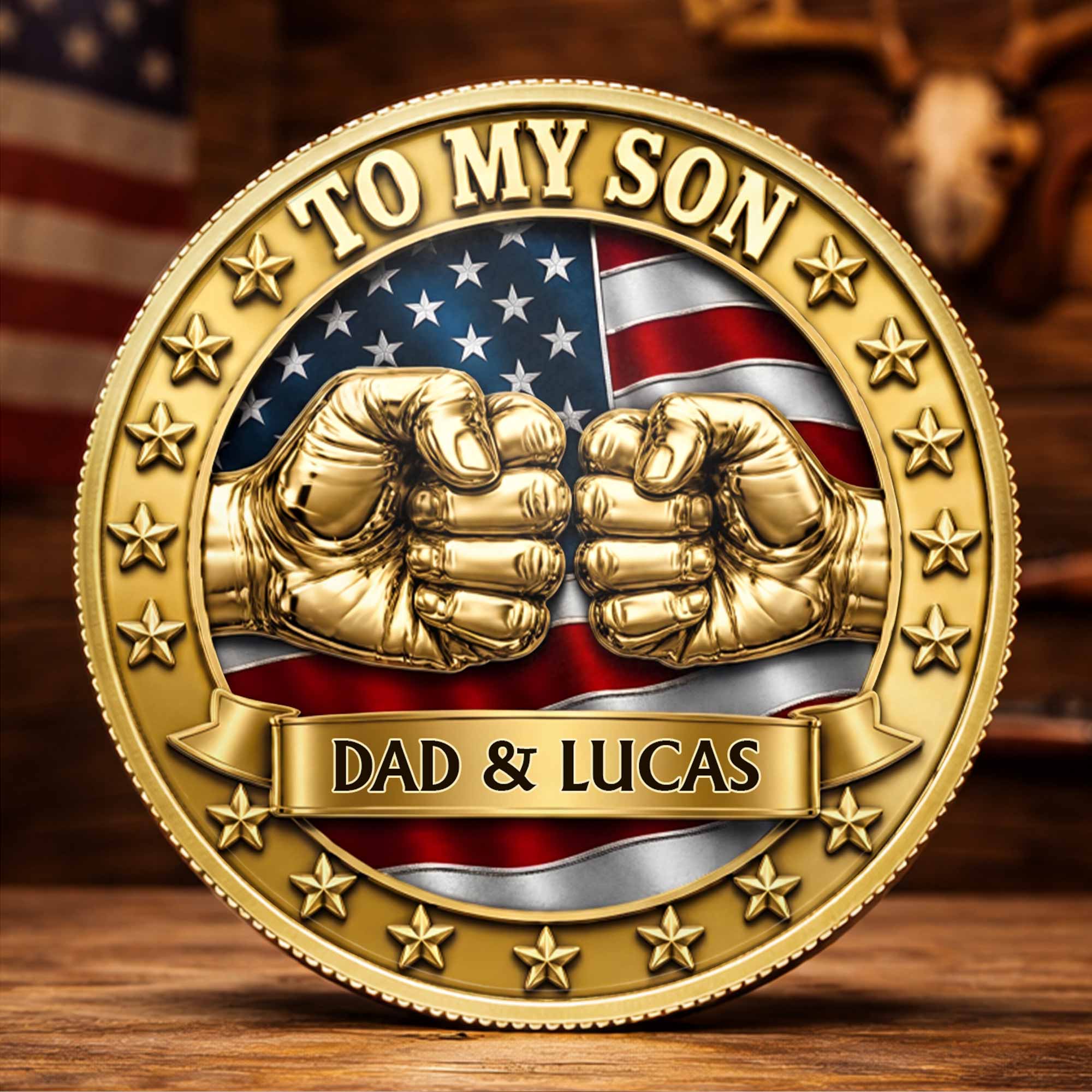Custom Commemorative Coin Gift for Son - USA Flag Keepsake