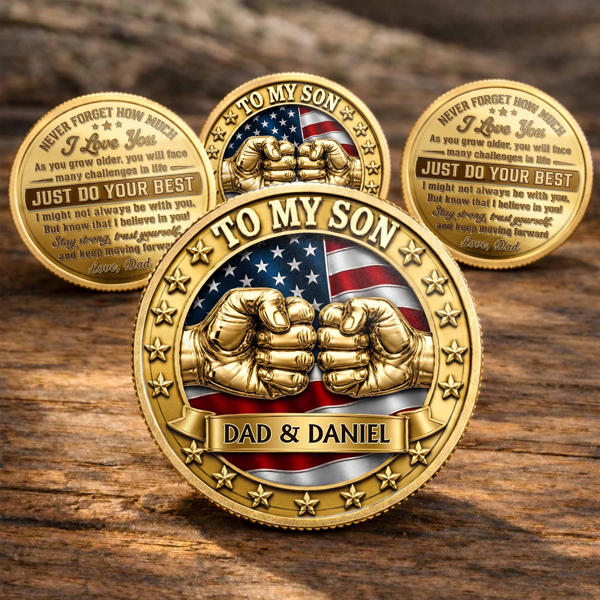 Custom Commemorative Coin Gift for Son - USA Flag Keepsake