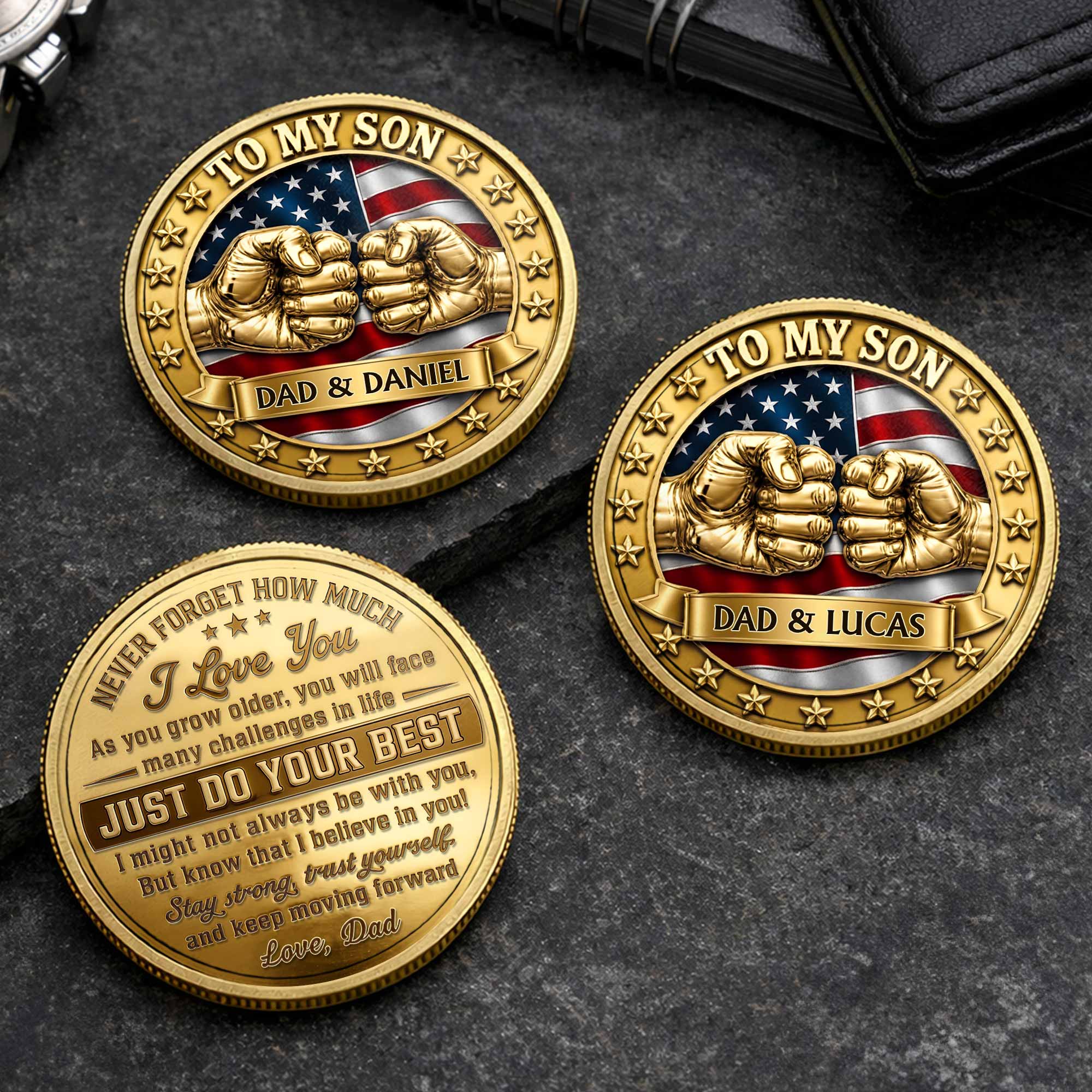 Custom Commemorative Coin Gift for Son - USA Flag Keepsake