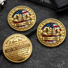 Load image into Gallery viewer, Custom Commemorative Coin Gift for Son - USA Flag Keepsake

