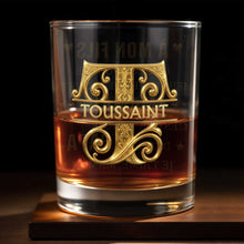 Load image into Gallery viewer, Personalized Custom Whiskey Glass with 3D Golden Initial for Son
