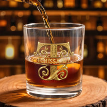 Load image into Gallery viewer, Personalized Custom Whiskey Glass with 3D Golden Initial for Son
