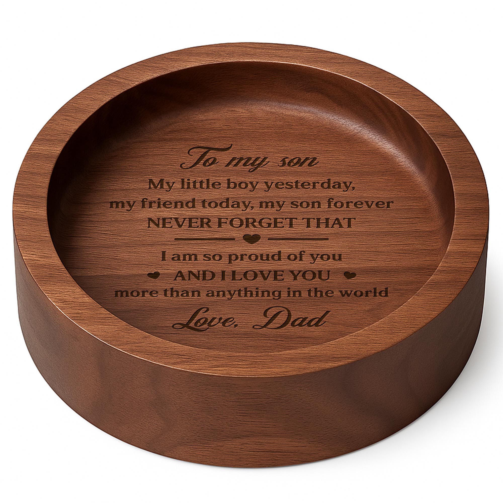Personalized Walnut Wood Ring Dish Custom Name Gift for Son