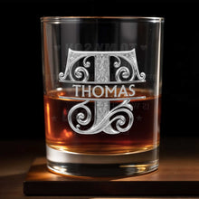 Load image into Gallery viewer, Personalized Whiskey Glass with Custom Initial Monogram Gift for Dad
