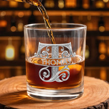 Load image into Gallery viewer, Personalized Whiskey Glass with Custom Initial Monogram Gift for Dad
