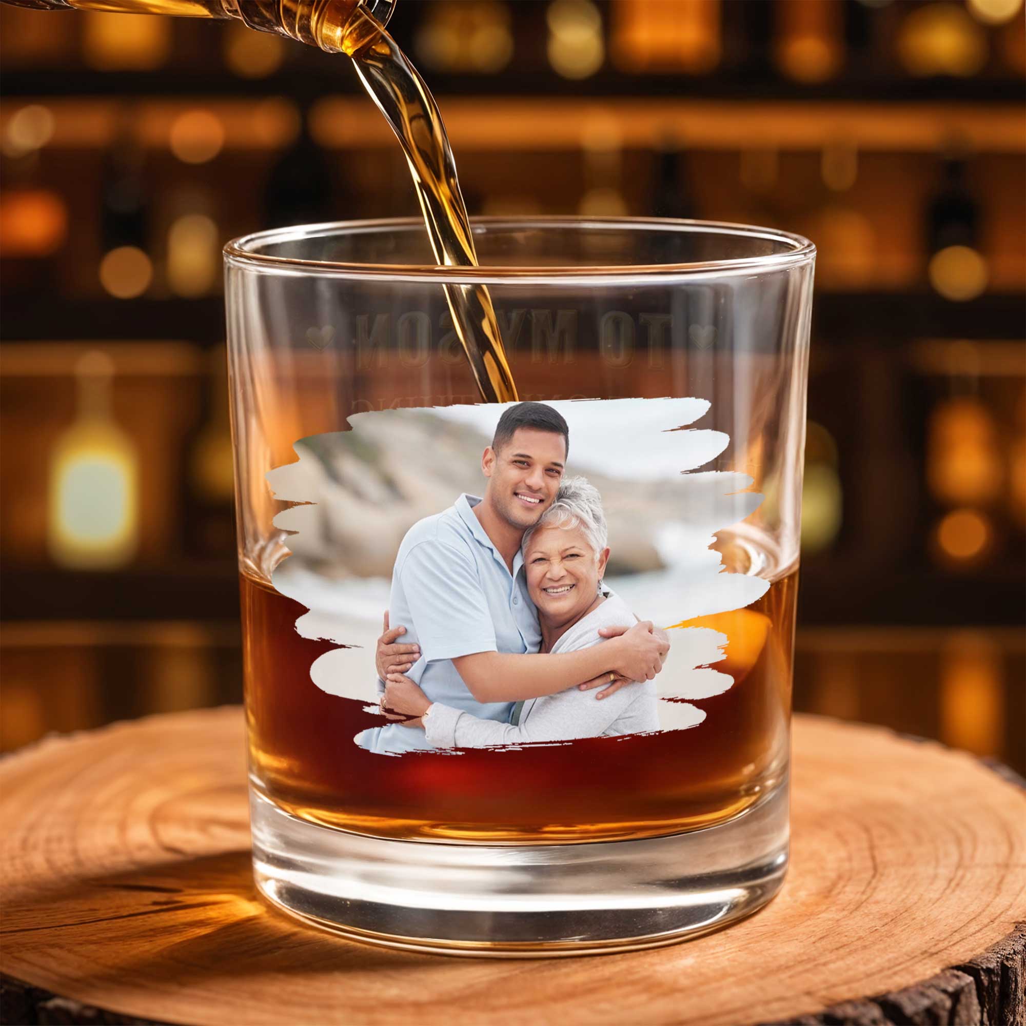 Personalized Custom Photo Whiskey Glass Gift for Son