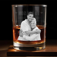 Load image into Gallery viewer, Personalized Custom Whiskey Glass Photo Gift for Son

