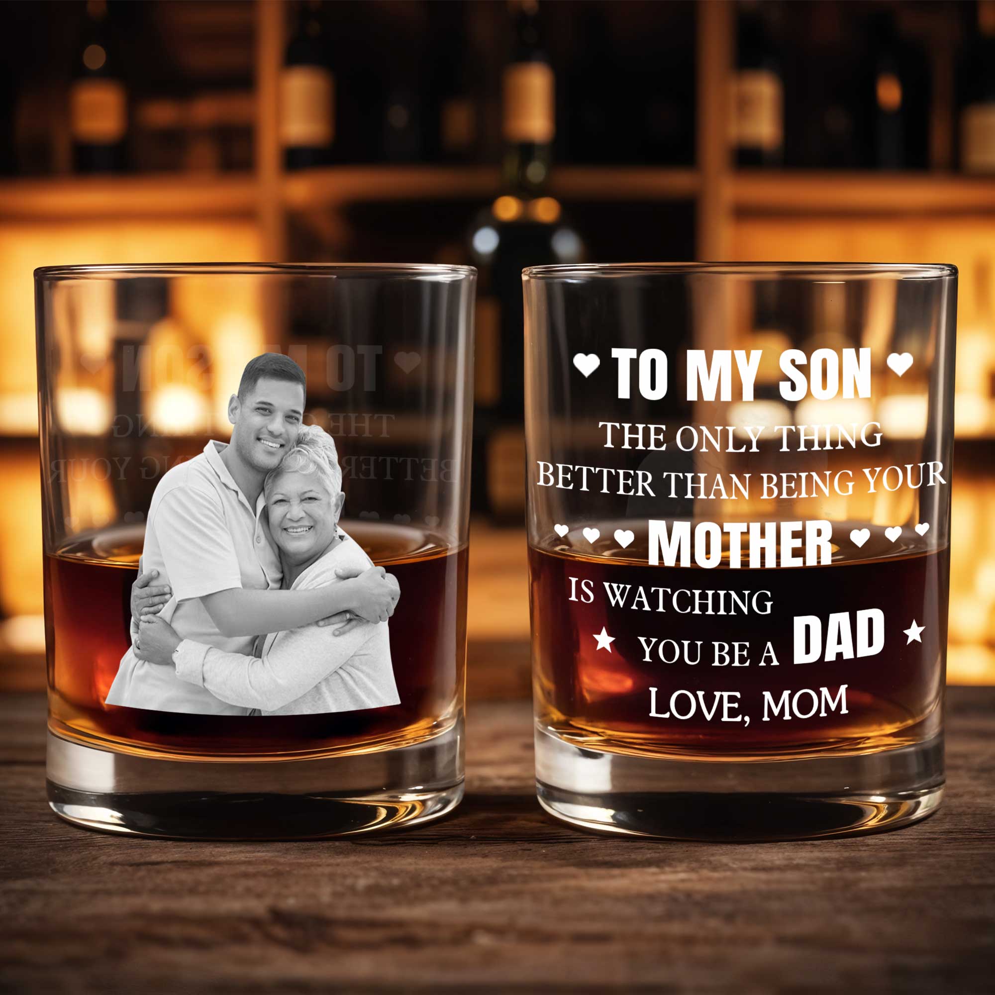 Personalized Custom Whiskey Glass Photo Gift for Son