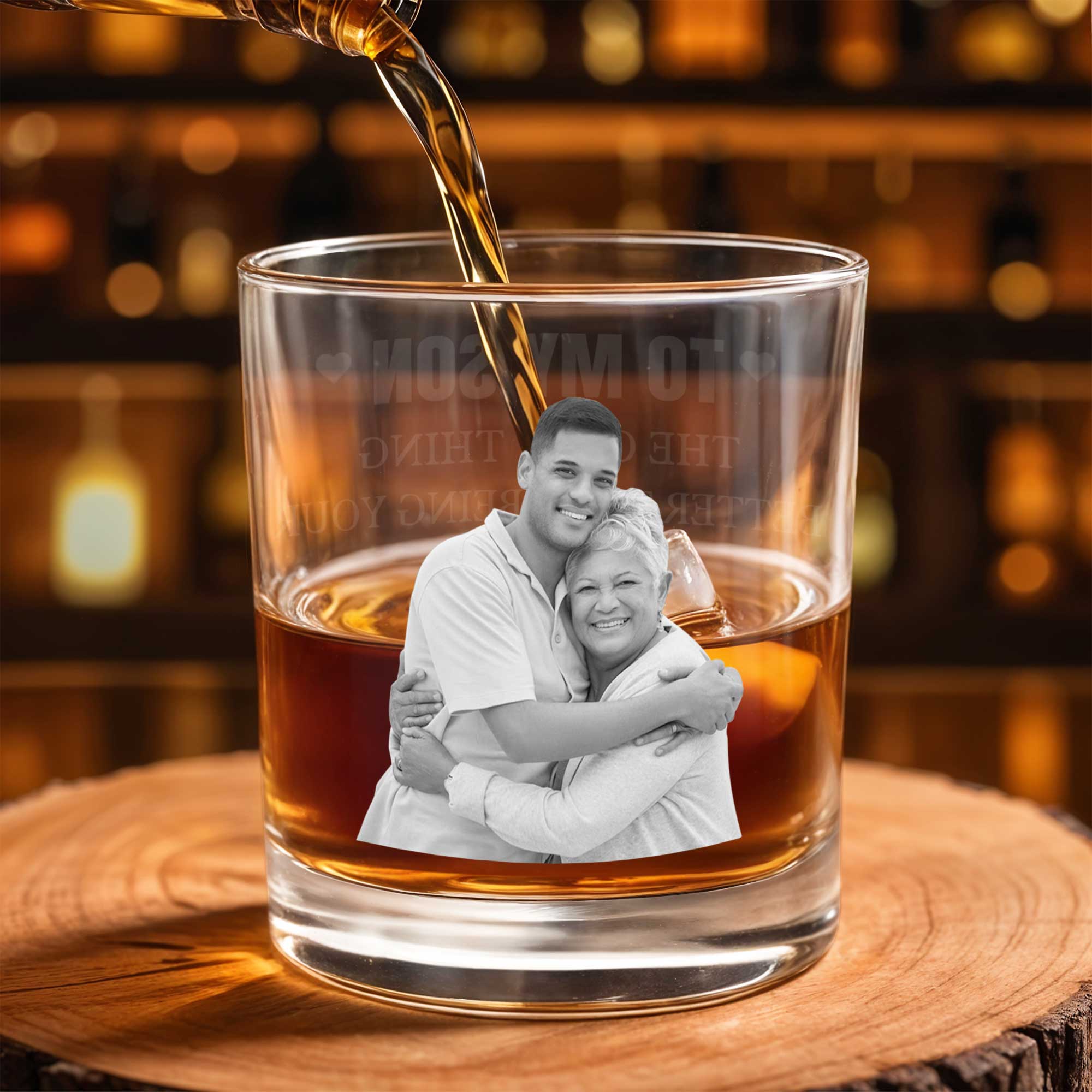 Personalized Custom Whiskey Glass Photo Gift for Son
