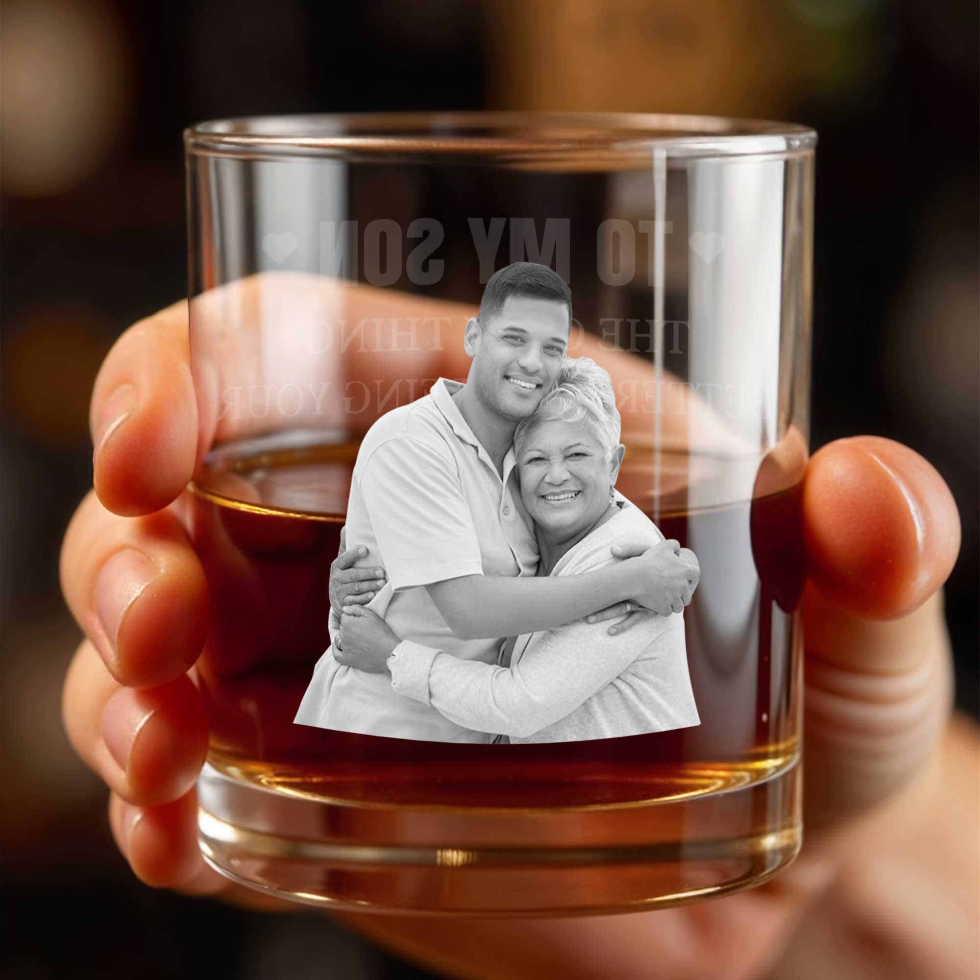 Personalized Custom Whiskey Glass Photo Gift for Son