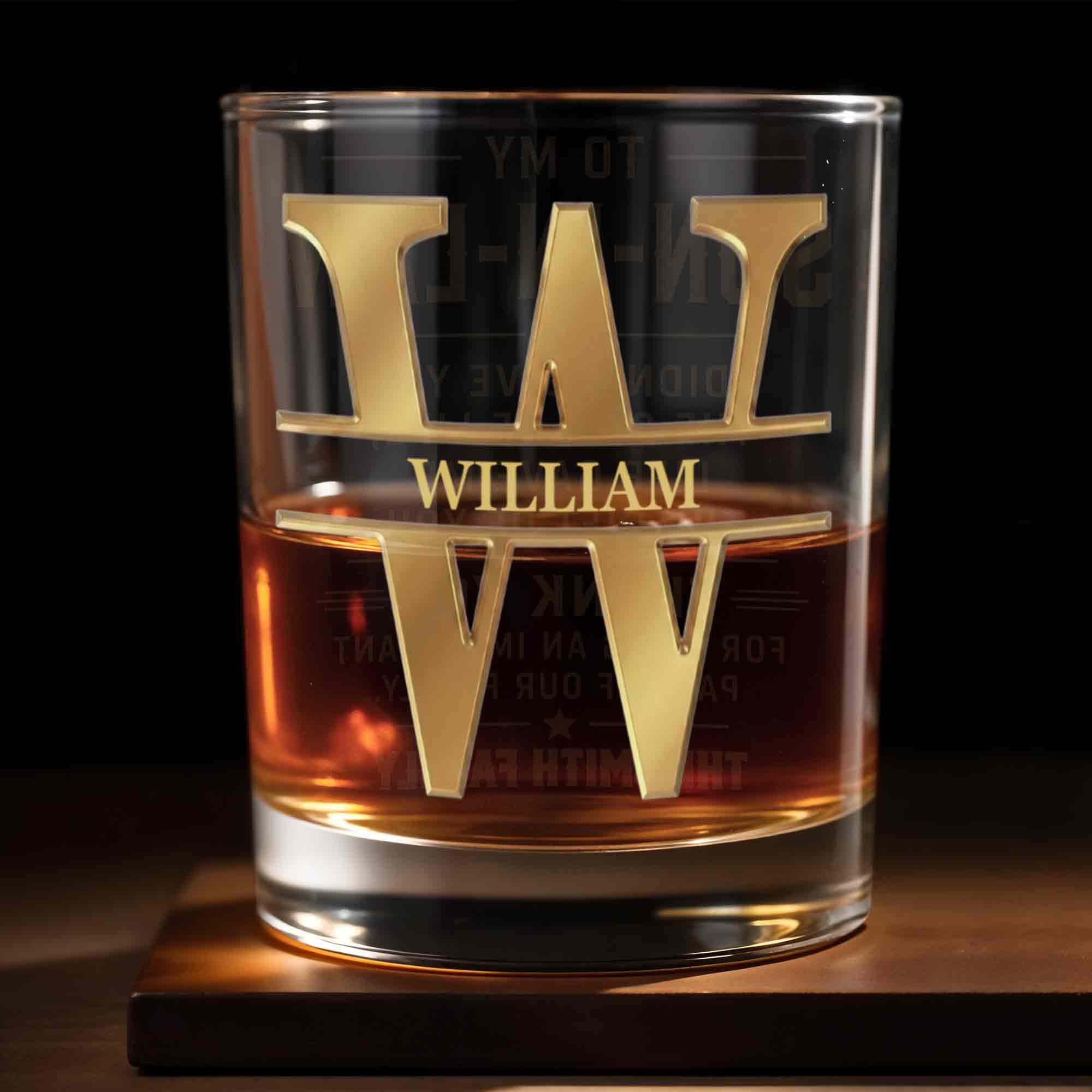 Personalized Whiskey Glass with Monogram for Son Custom Gift