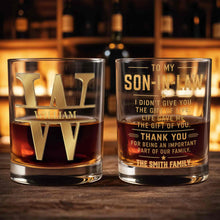 Load image into Gallery viewer, Personalized Whiskey Glass with Monogram for Son Custom Gift
