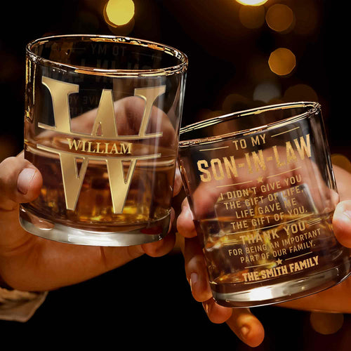 Personalized Whiskey Glass with Monogram for Son Custom Gift