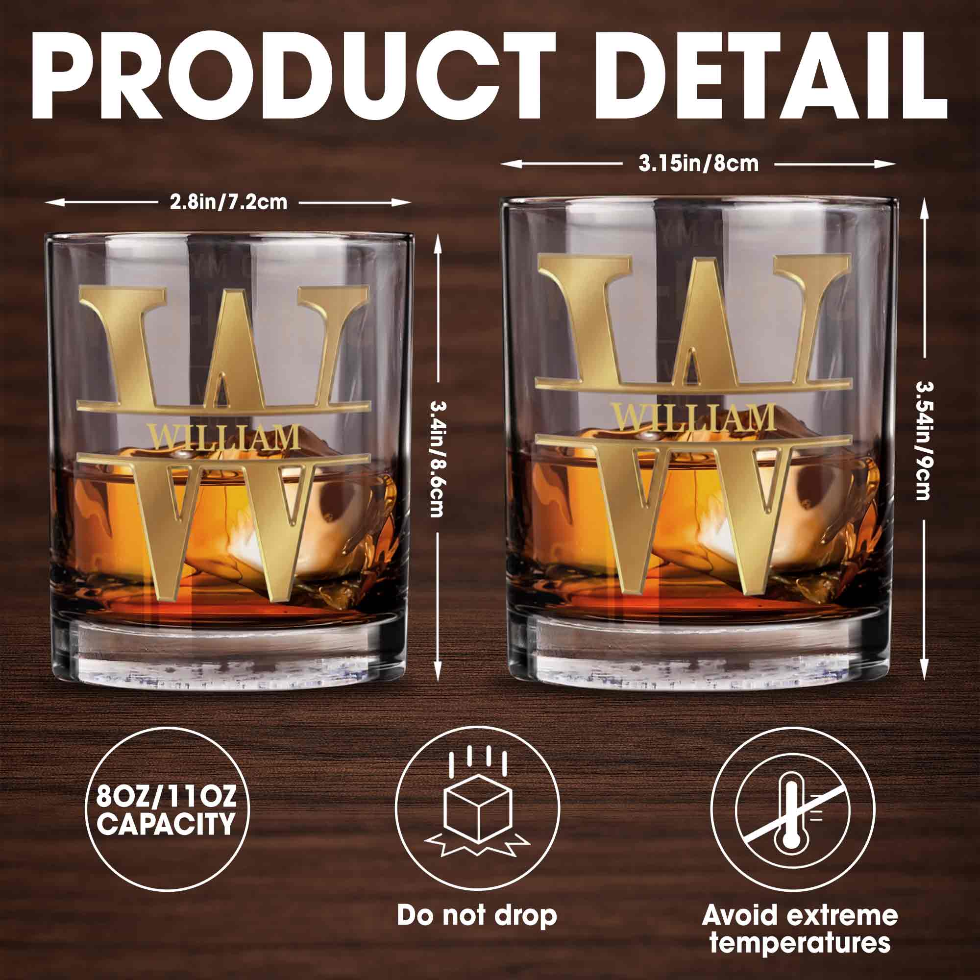 Personalized Whiskey Glass with Monogram for Son Custom Gift