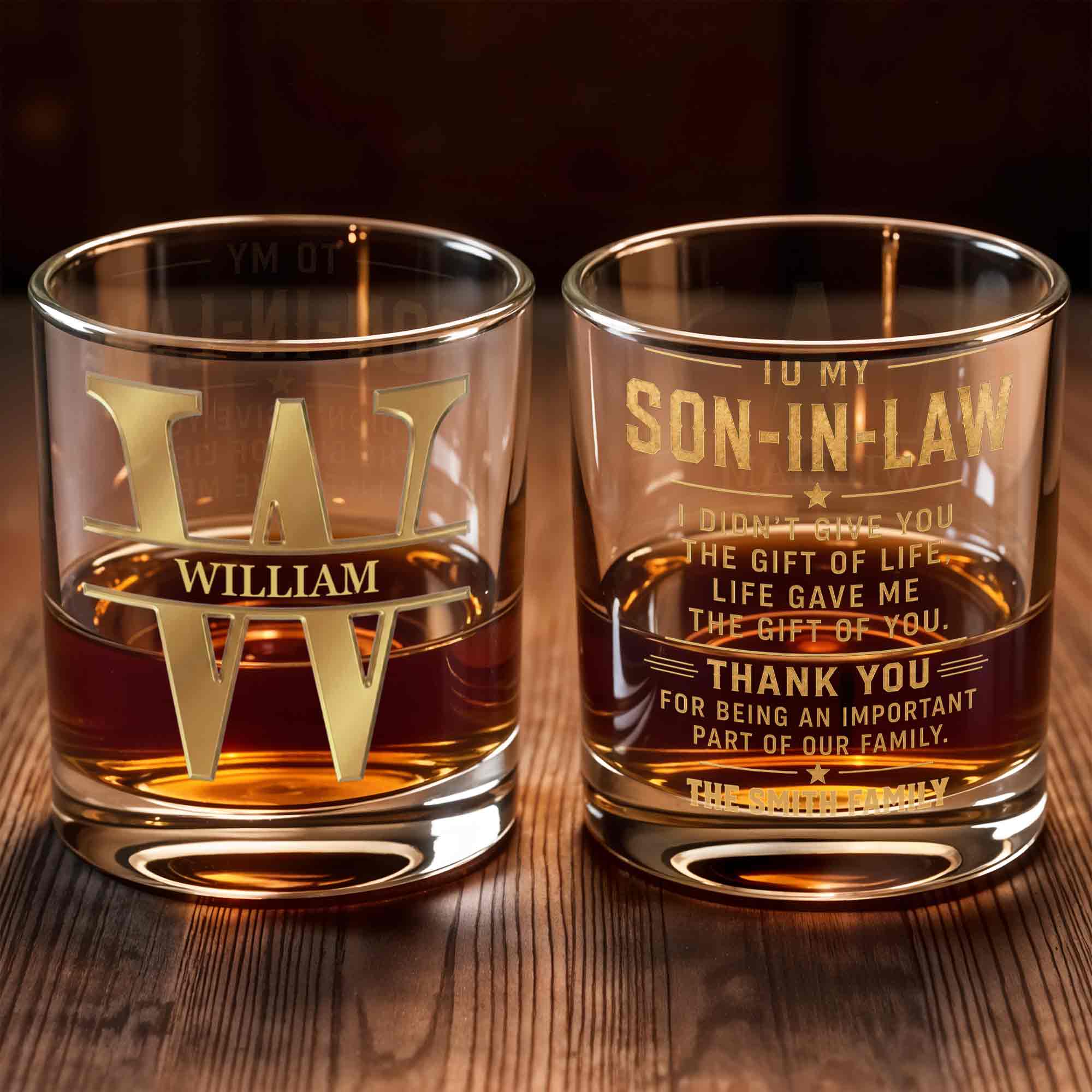 Personalized Whiskey Glass with Monogram for Son Custom Gift
