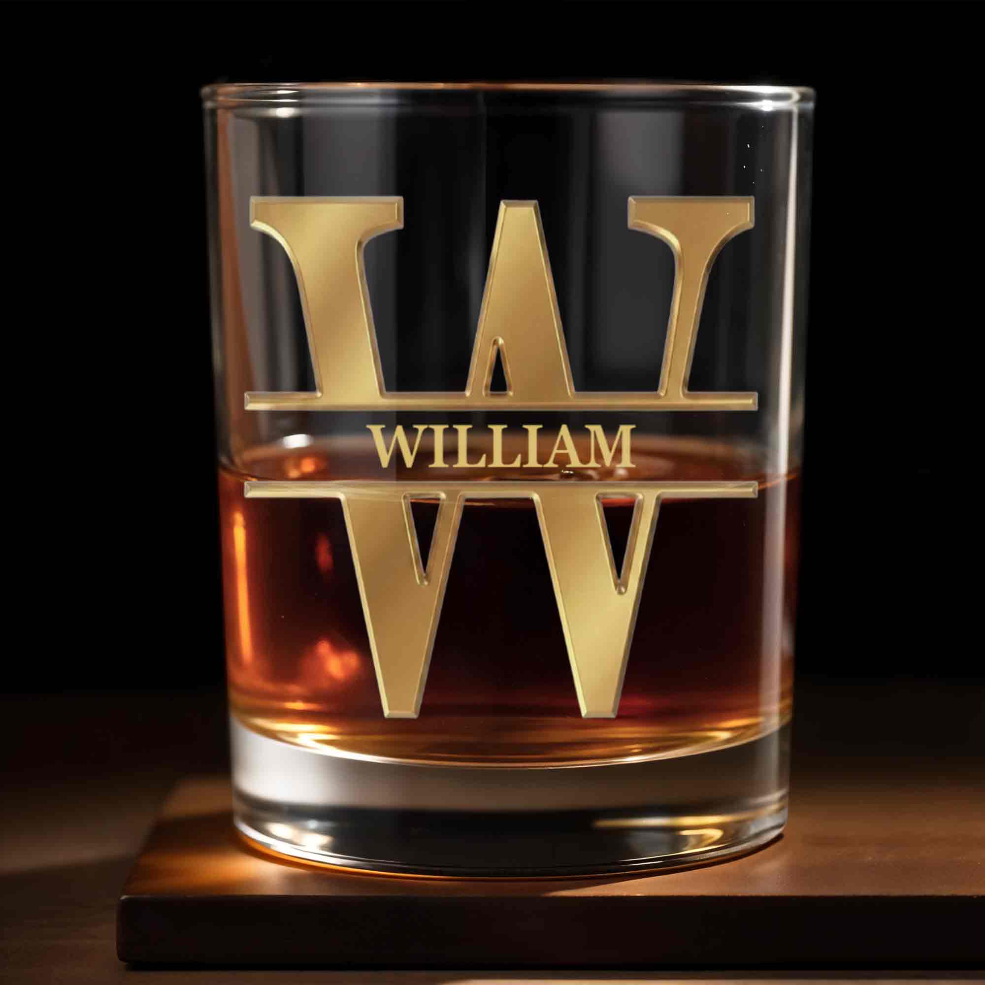 Personalized Whiskey Glass with Monogram for Son Custom Gift