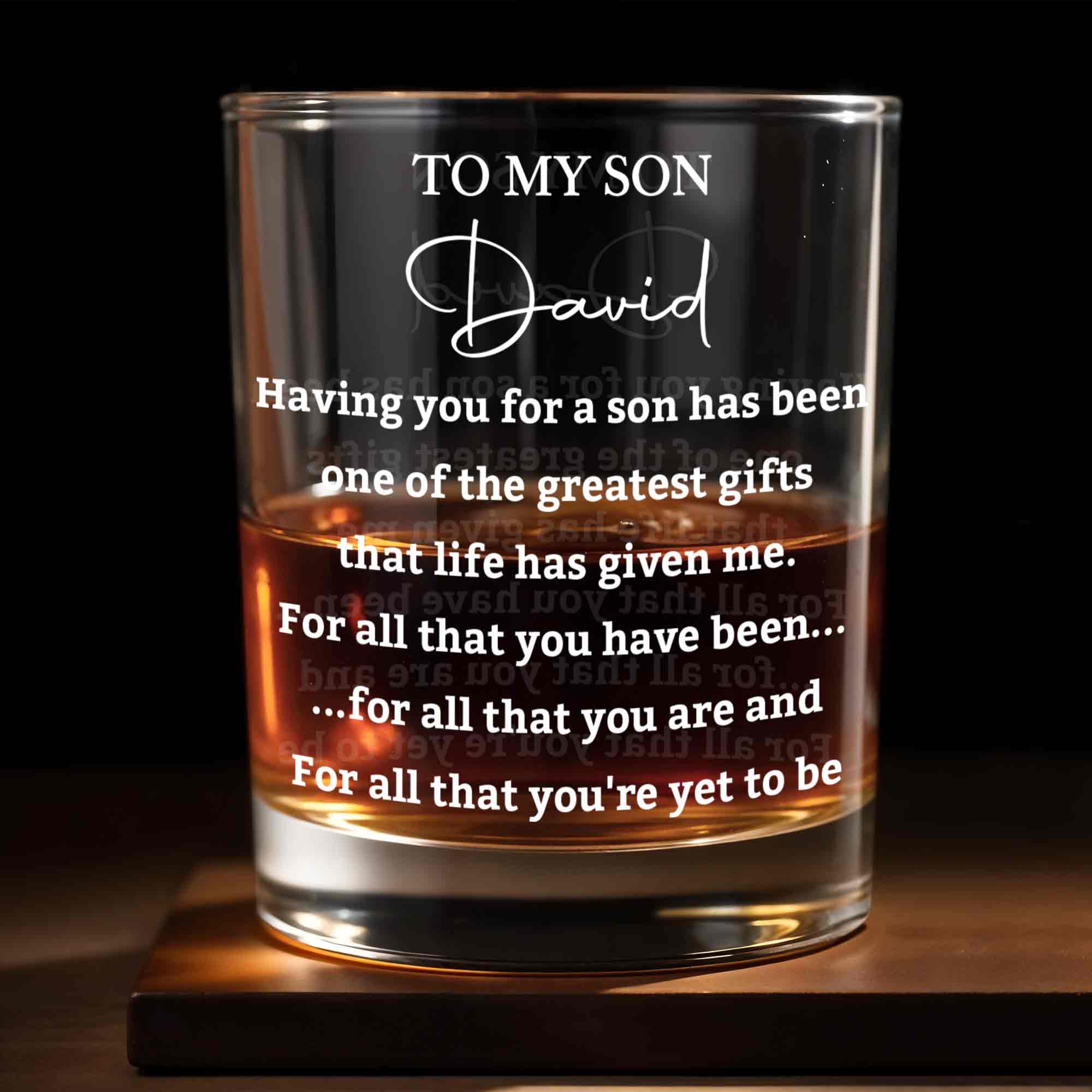 Personalized Whiskey Glass Custom Name Gift for Son