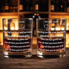 Load image into Gallery viewer, Personalized Whiskey Glass Custom Name Gift for Son

