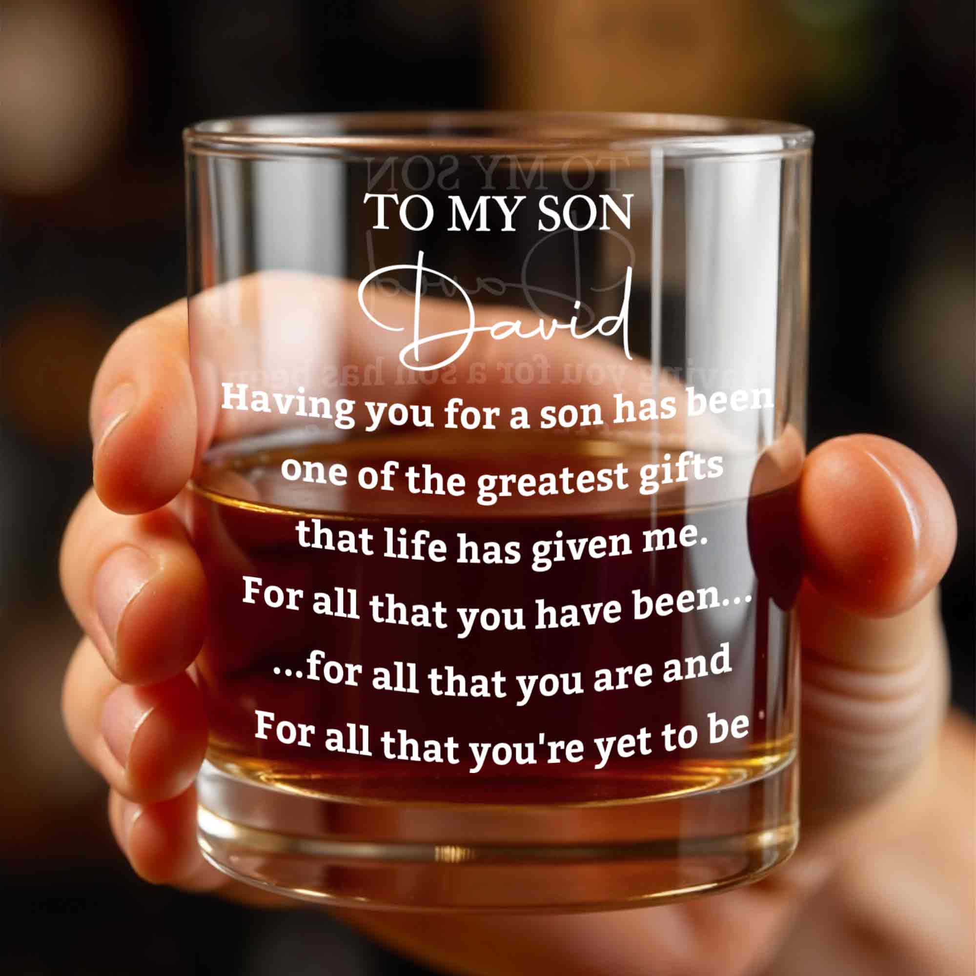 Personalized Whiskey Glass Custom Name Gift for Son