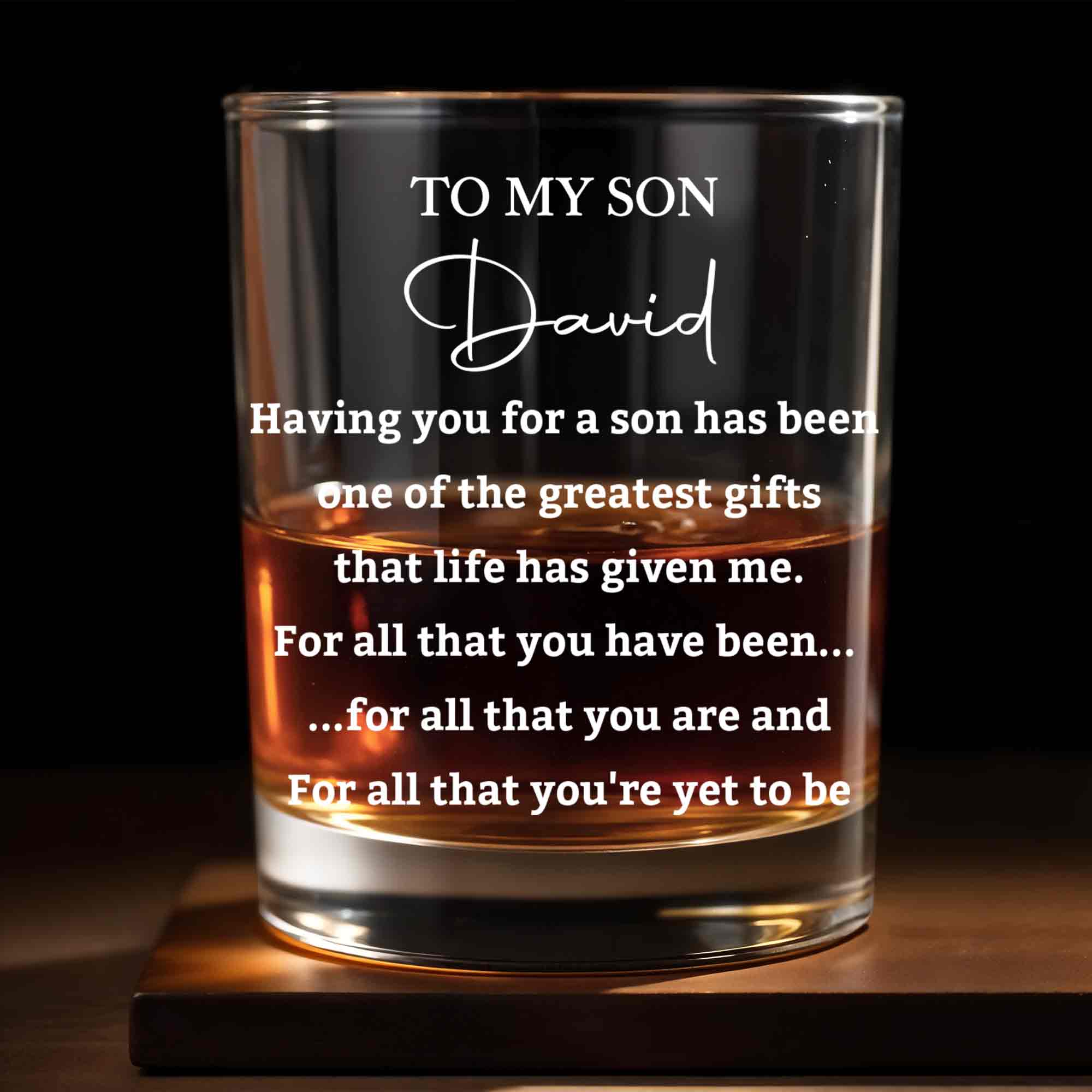 Personalized Whiskey Glass Custom Name Gift for Son