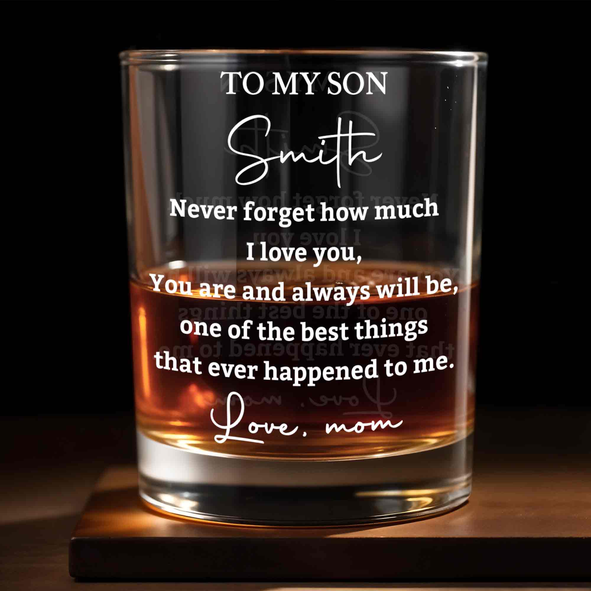 Personalized Custom Whiskey Glass Gift for Son - Heart Design