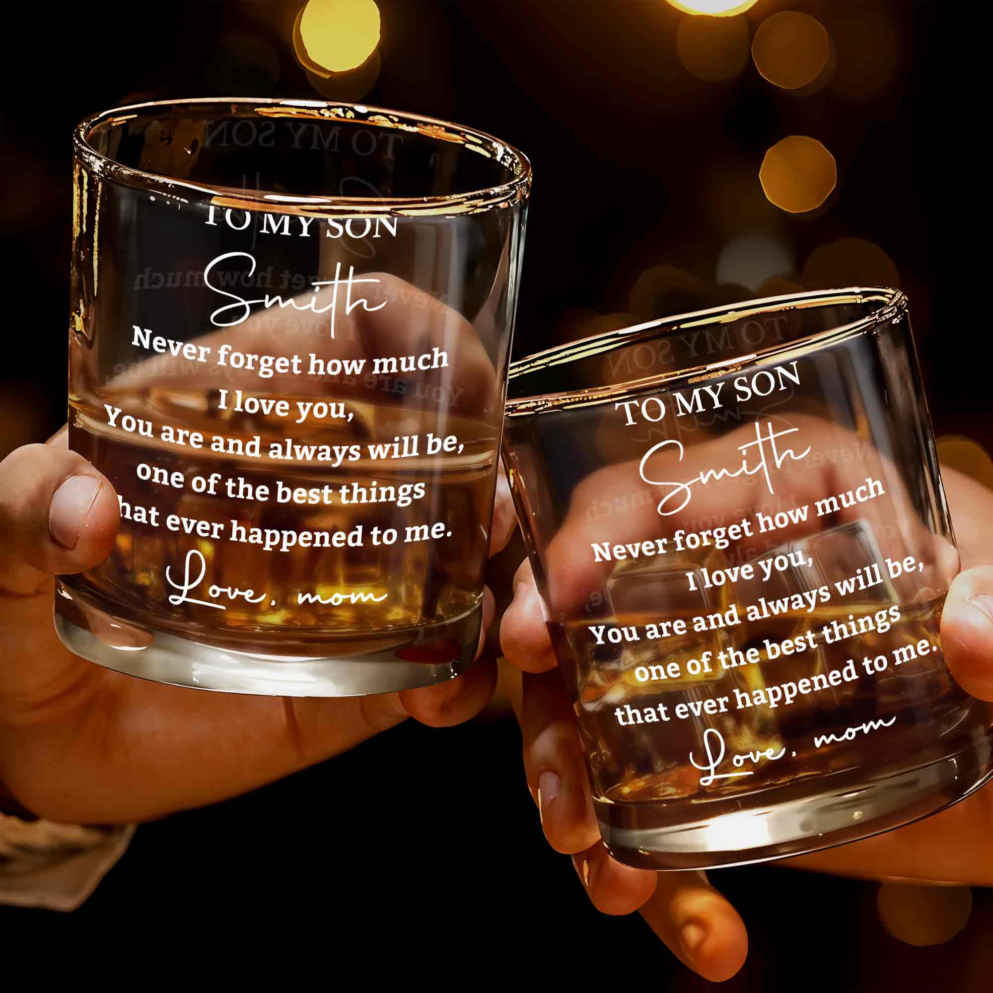 Personalized Custom Whiskey Glass Gift for Son - Heart Design